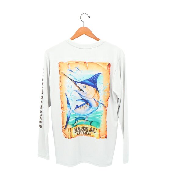 NWT UV UPF 50+ Nassau Bahamas Marlin Fish Dri-Fit  Long Sleeve Shirt Men's S - Picture 1 of 5